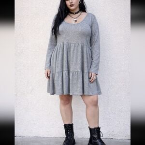 NWT Gray Long Sleeve Soft Knit Dress Size 3XL  French Atmosphere